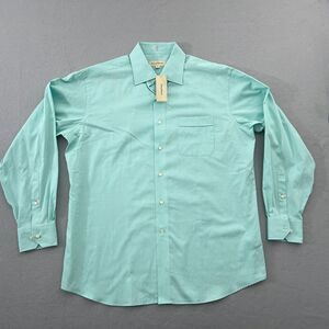 Tommy Bahama Mens Aqua Green Striped Shirt Button Down Size 16.5 34-35 NWT